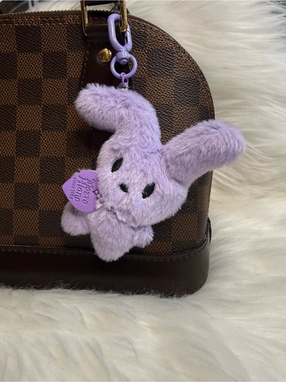 Purple Bunny bag charm Keychain